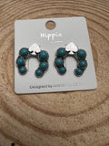 Western Spade & Faux Turquoise Squash Blossom Earrings — Petite 1" Drop - Rooted & Reckless Co.