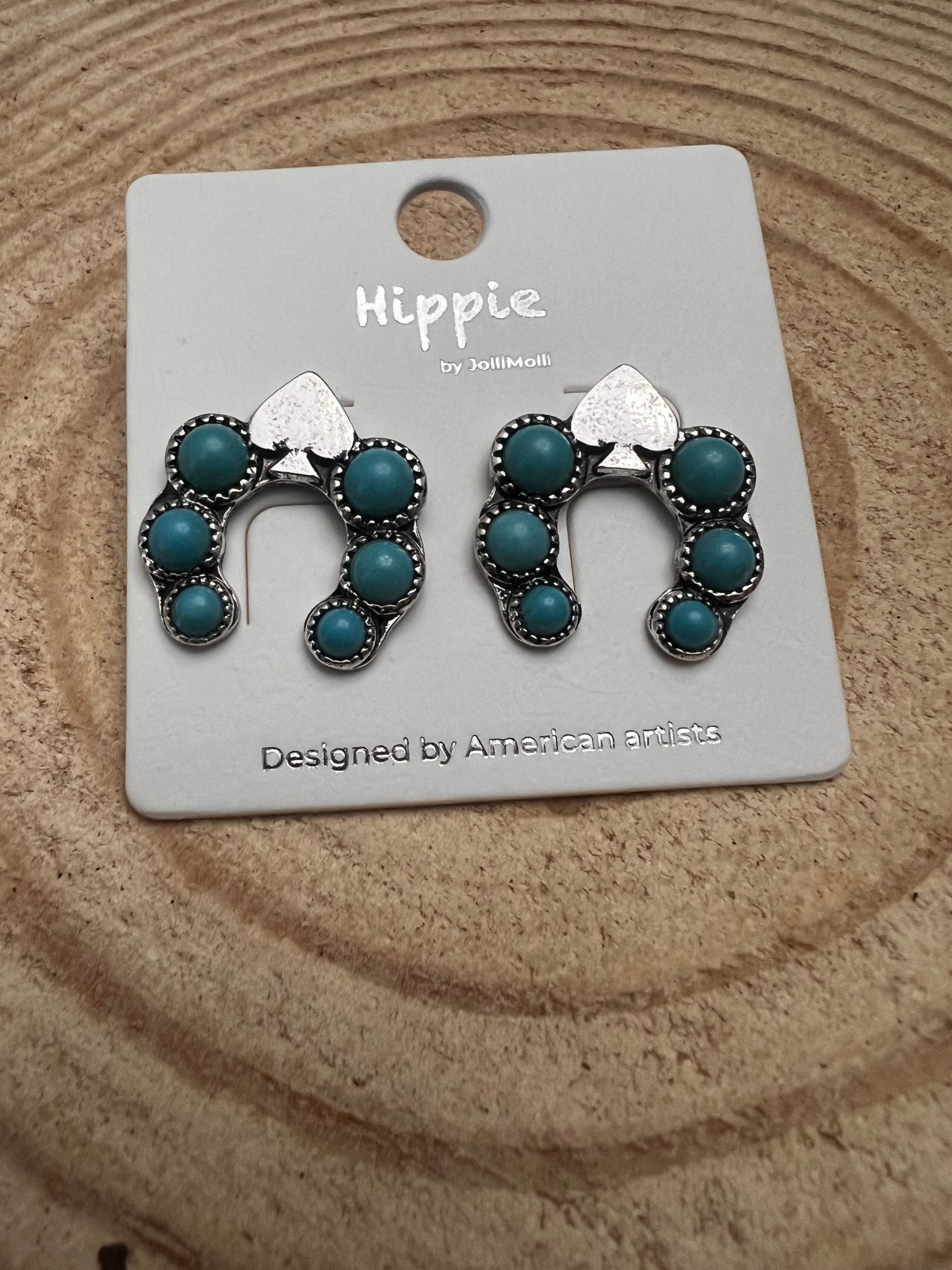 Western Spade & Faux Turquoise Squash Blossom Earrings — Petite 1" Drop - Rooted & Reckless Co.