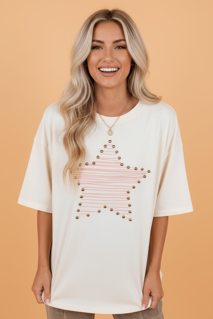 Western Star Studded Detail Short Sleeve Top - Rooted & Reckless Co.