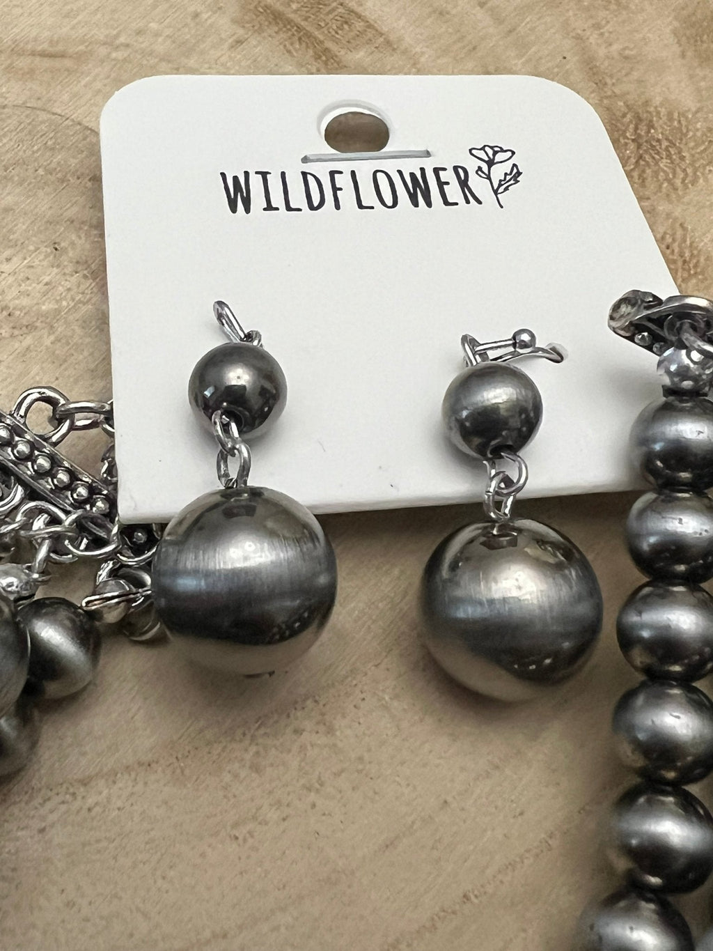 Western Statement 5-Strand Faux Sterling Pearl Necklace & Earring Set — Single-Clasp Layered - Rooted & Reckless Co.