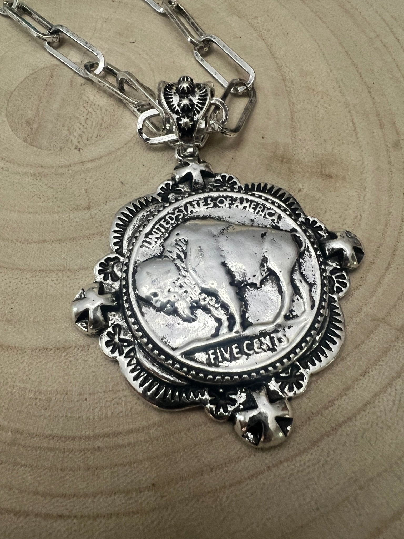 Western Statement Buffalo Coin Necklace & Earring Set — 2.5" Oversized Pendant (18 Inch) - Rooted & Reckless Co.