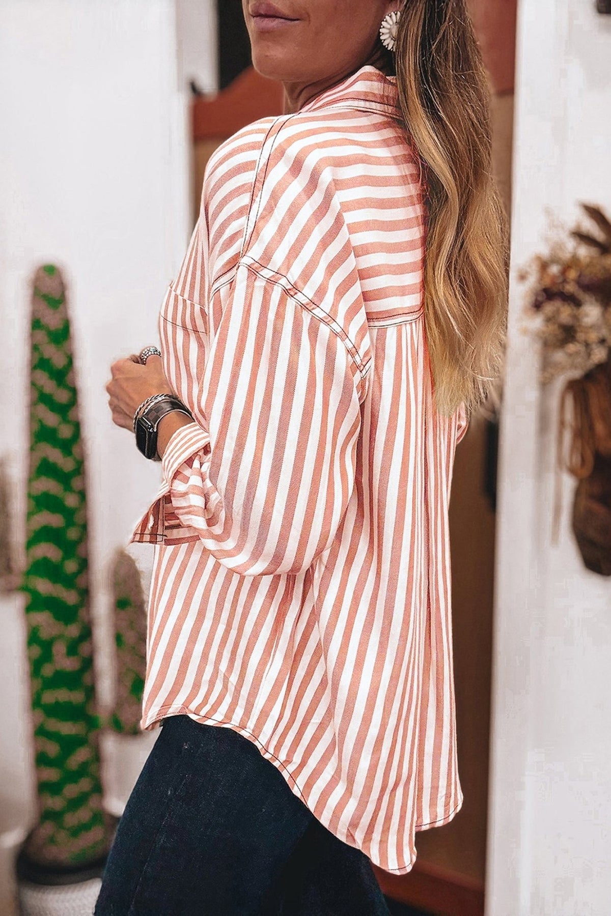Western Stripe Button Down Long Sleeve Shirt - Rooted & Reckless Co.
