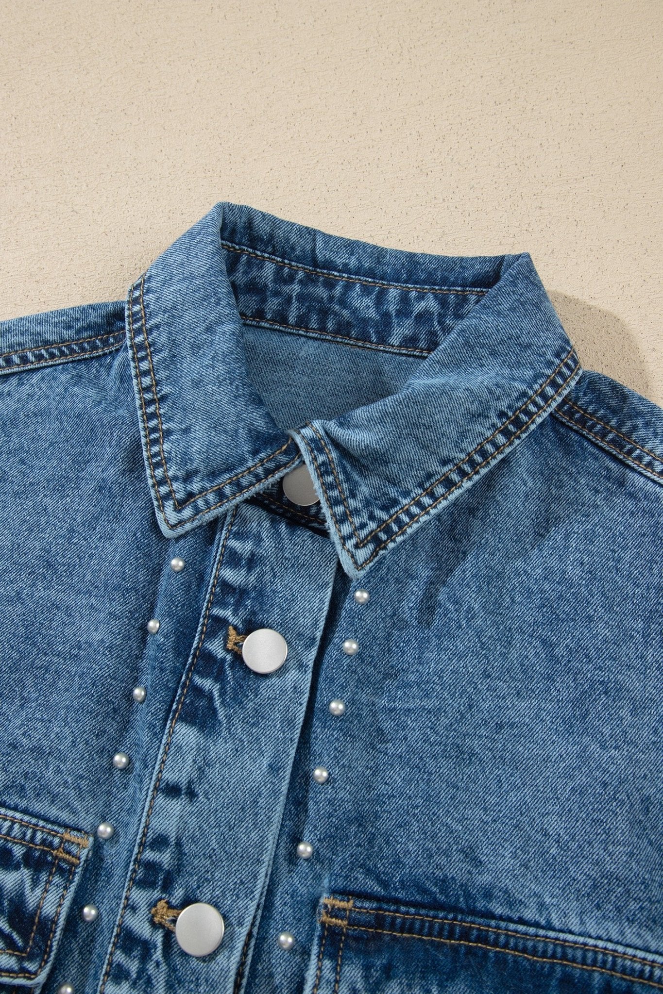 Western Studded Denim Buttoned Chest Pocket Jacket - Rooted & Reckless Co.