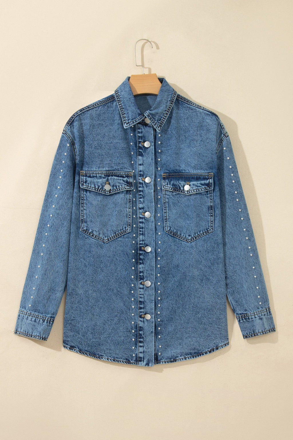 Western Studded Denim Buttoned Chest Pocket Jacket - Rooted & Reckless Co.