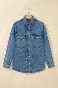 Western Studded Denim Buttoned Chest Pocket Jacket - Rooted & Reckless Co.