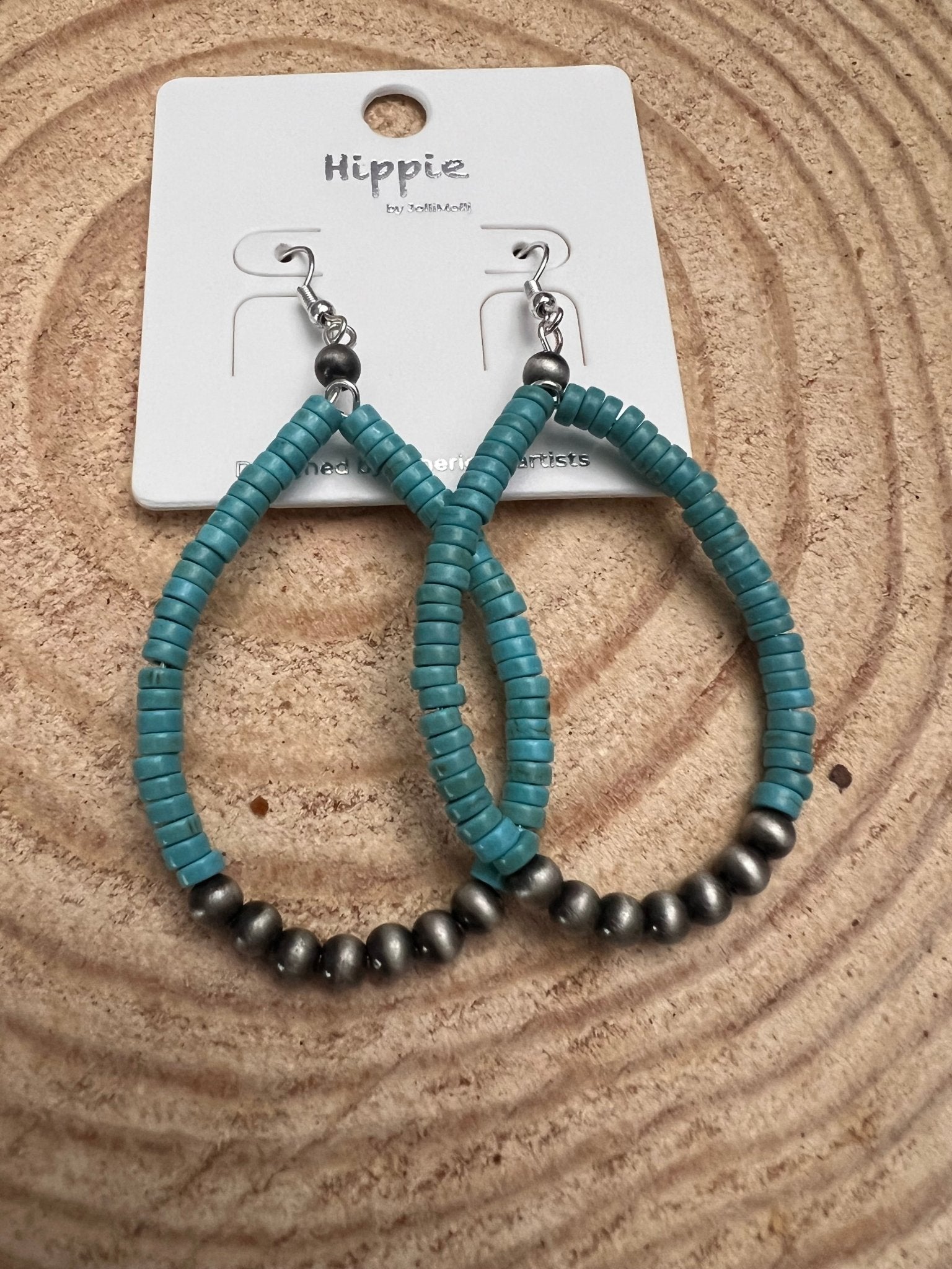 Western Teardrop Earrings with Faux Turquoise — Crafted 2½" Drop - Rooted & Reckless Co.
