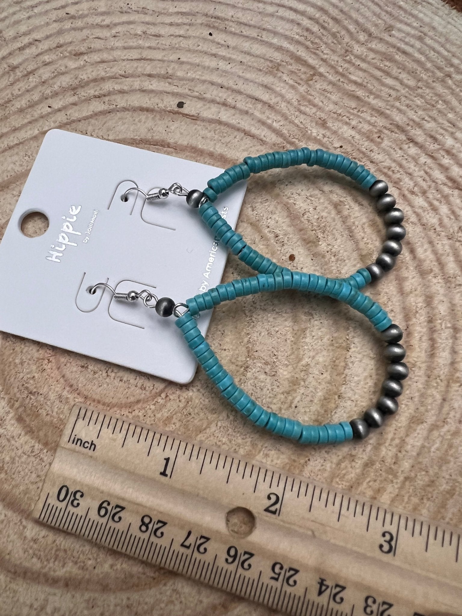 Western Teardrop Earrings with Faux Turquoise — Crafted 2½" Drop - Rooted & Reckless Co.