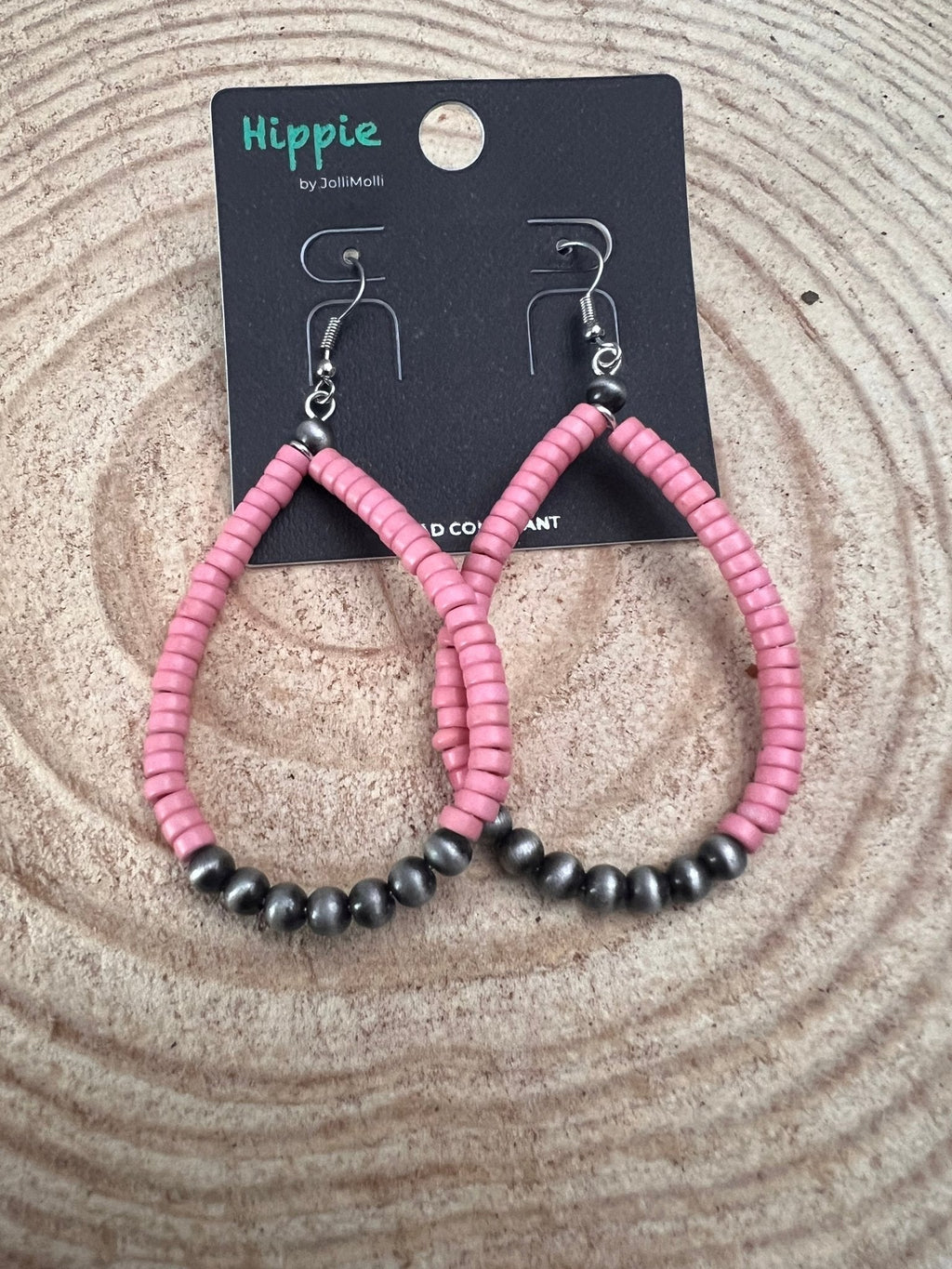 Western Teardrop Earrings with Pink Stones — 2½" Drop Southwestern Statement - Rooted & Reckless Co.