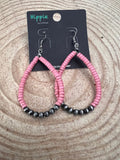 Western Teardrop Earrings with Pink Stones — 2½" Drop Southwestern Statement - Rooted & Reckless Co.