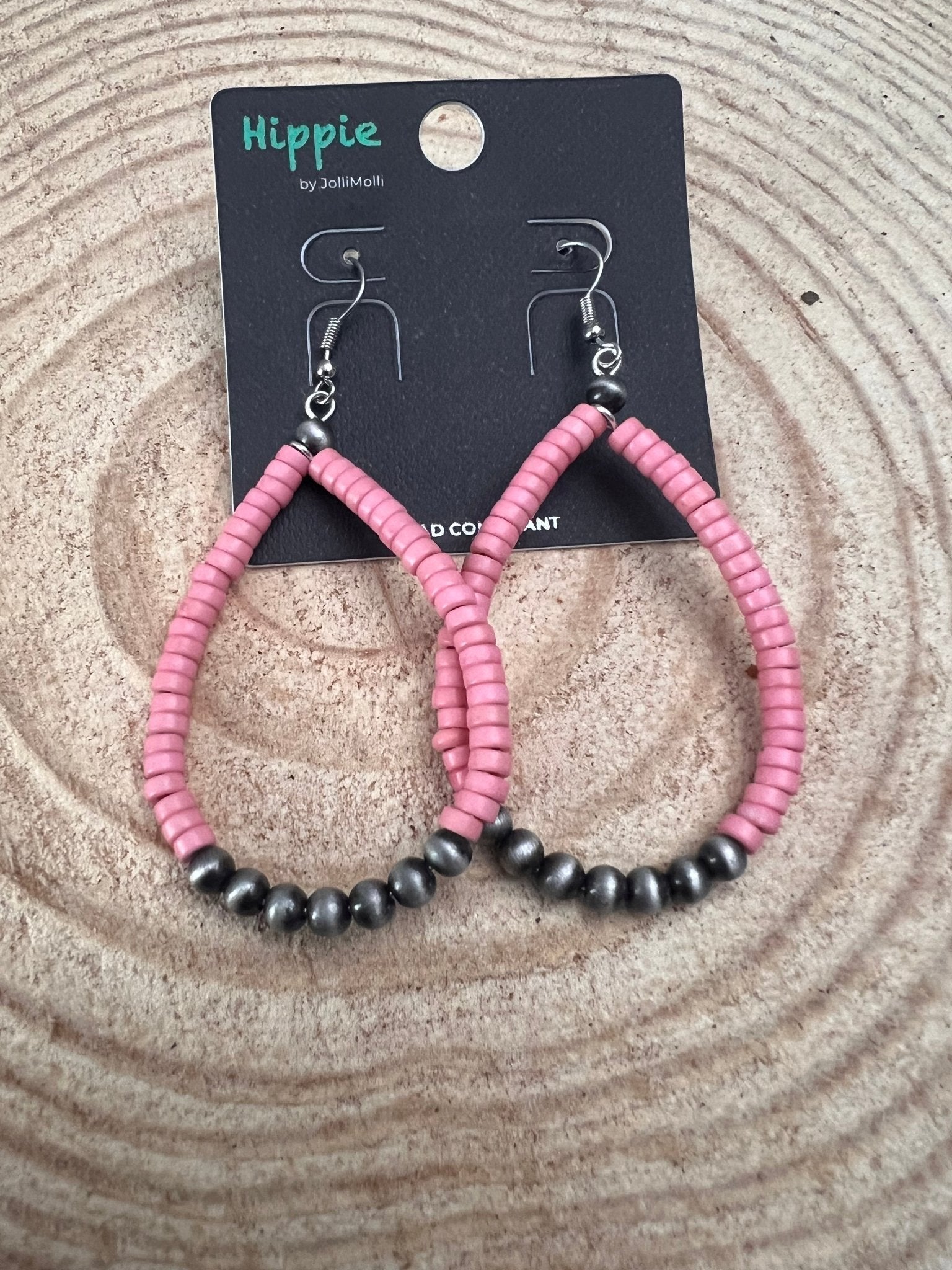 Western Teardrop Earrings with Pink Stones — 2½" Drop Southwestern Statement - Rooted & Reckless Co.