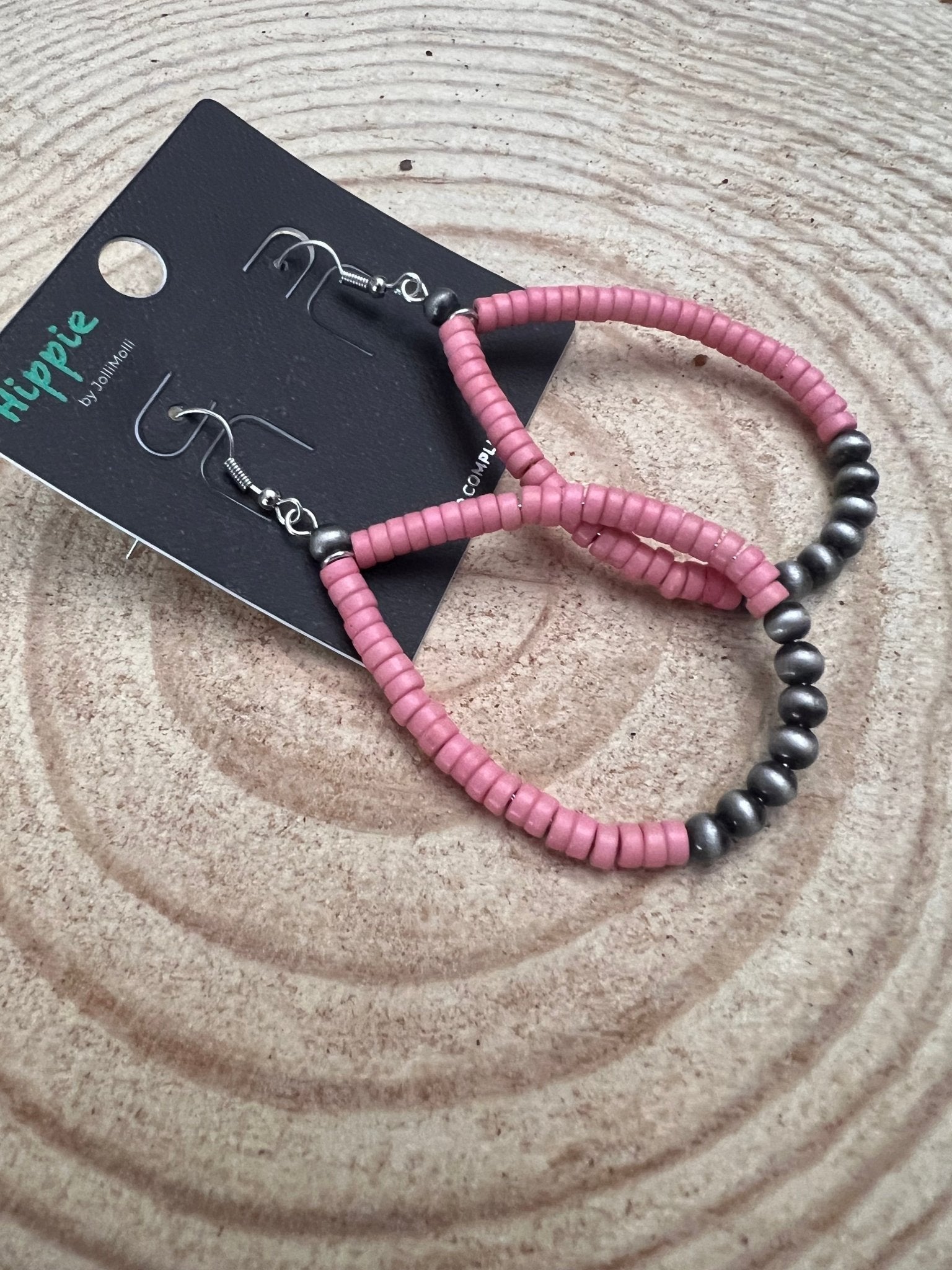 Western Teardrop Earrings with Pink Stones — 2½" Drop Southwestern Statement - Rooted & Reckless Co.