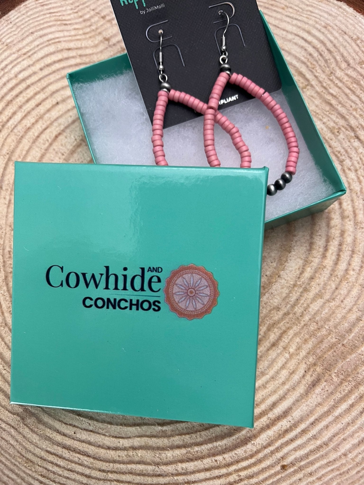 Western Teardrop Earrings with Pink Stones — 2½" Drop Southwestern Statement - Rooted & Reckless Co.
