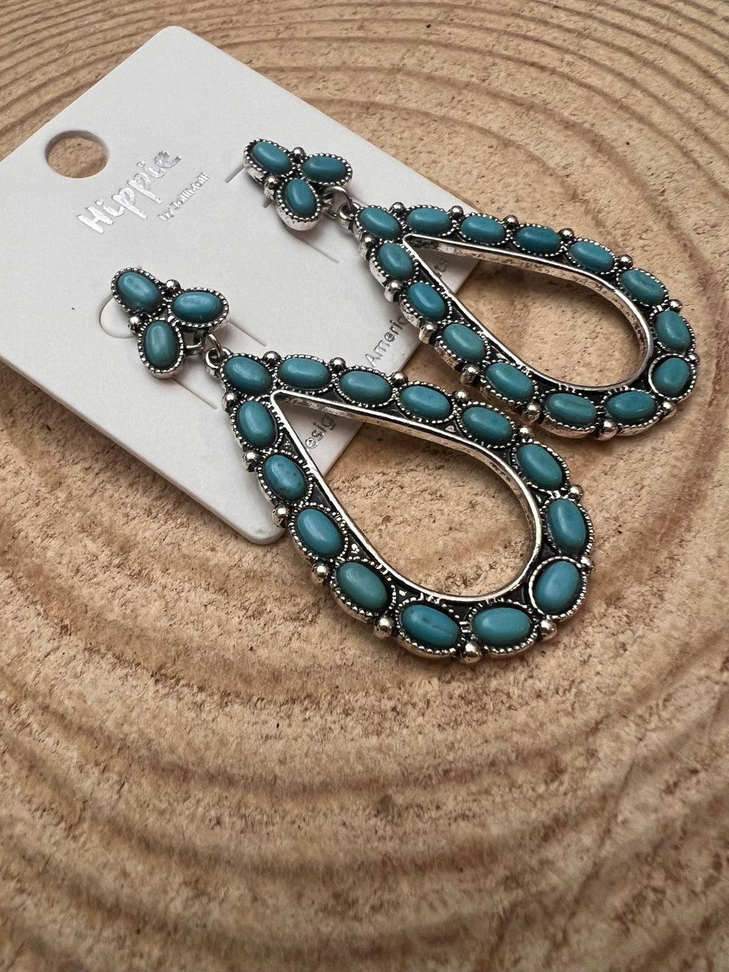 Western Teardrop Faux Turquoise Earrings — Everyday 2½" Drop - Rooted & Reckless Co.