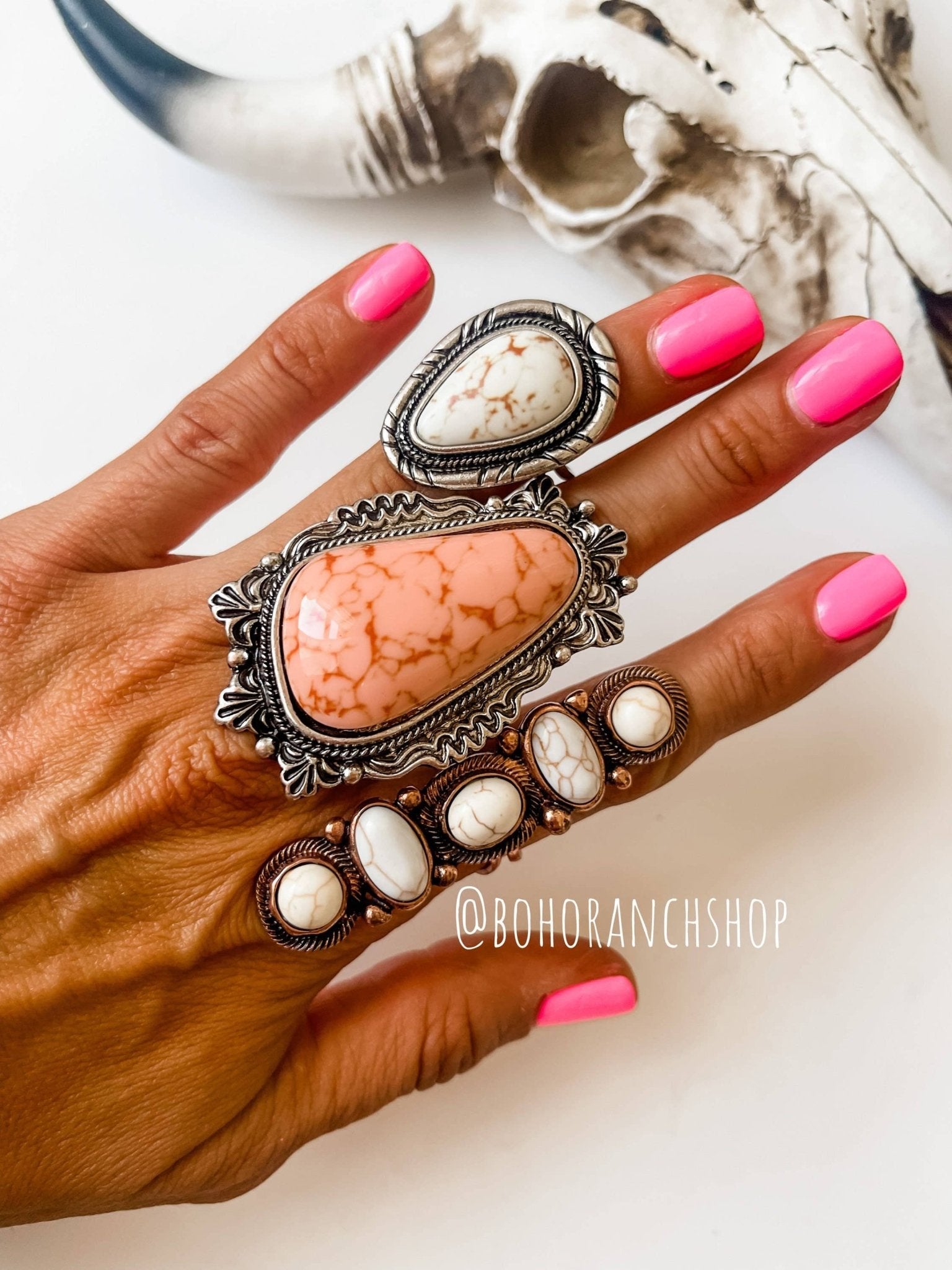 Western Teardrop Stone Cuff Ring - Rooted & Reckless Co.