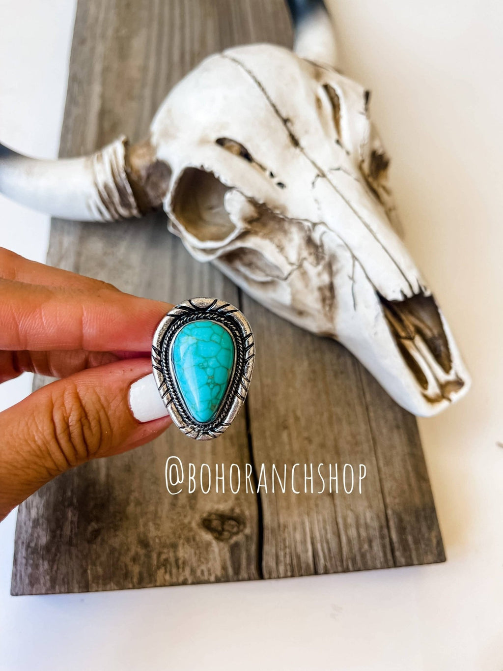 Western Teardrop Stone Cuff Ring - Rooted & Reckless Co.
