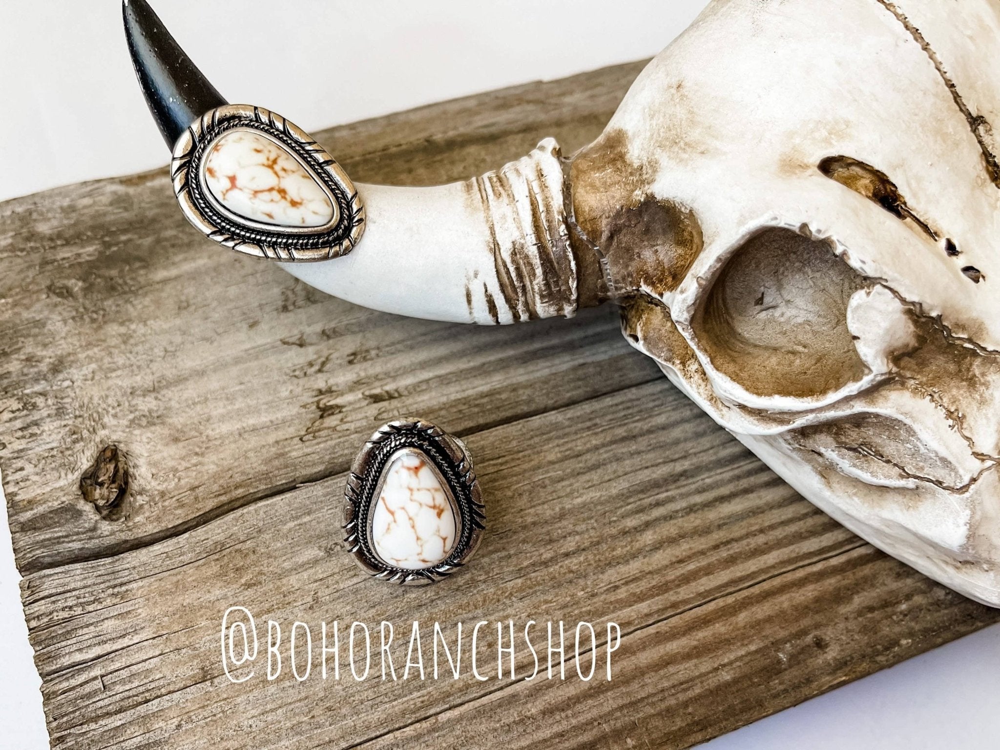 Western Teardrop Stone Cuff Ring - Rooted & Reckless Co.