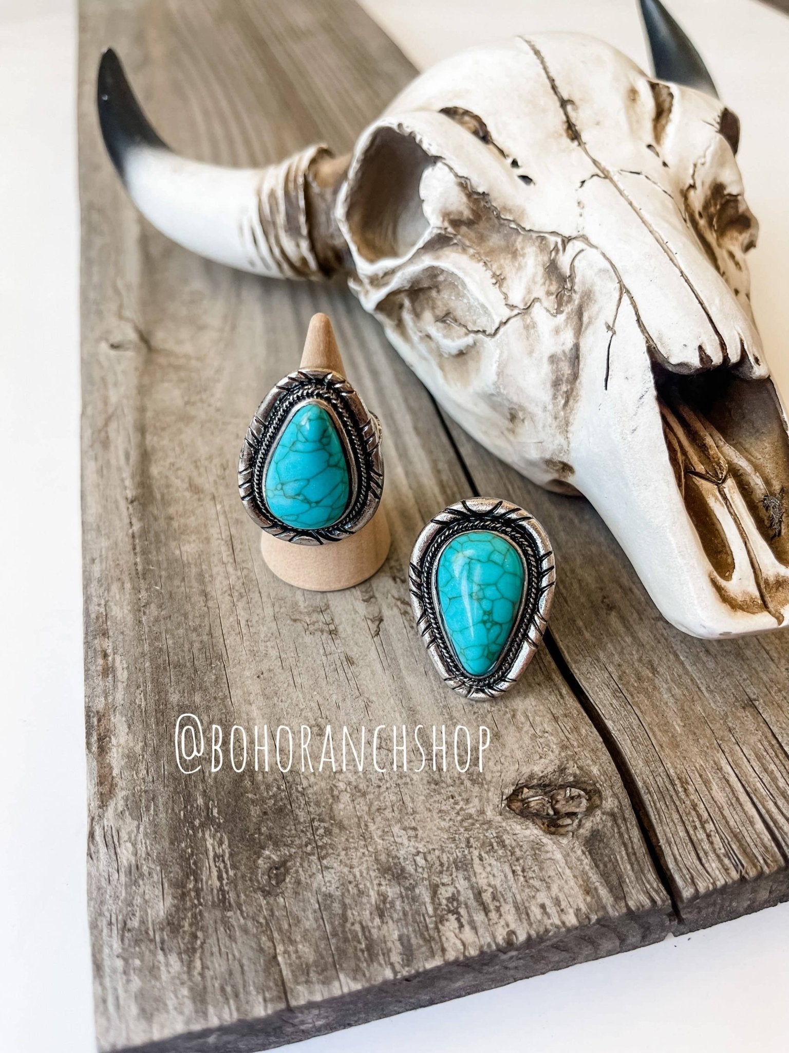 Western Teardrop Stone Cuff Ring - Rooted & Reckless Co.