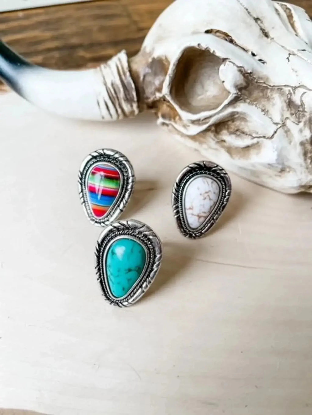 Western Teardrop Stone Cuff Ring - Rooted & Reckless Co.