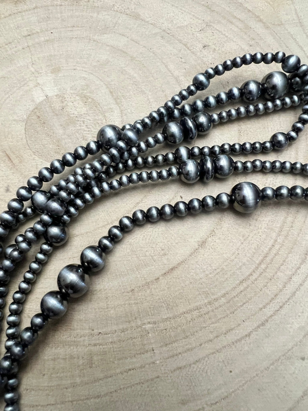 Western Three-Row Faux Sterling Pearl Layered Necklace Set — Graduated Single-Clasp Look - Rooted & Reckless Co.