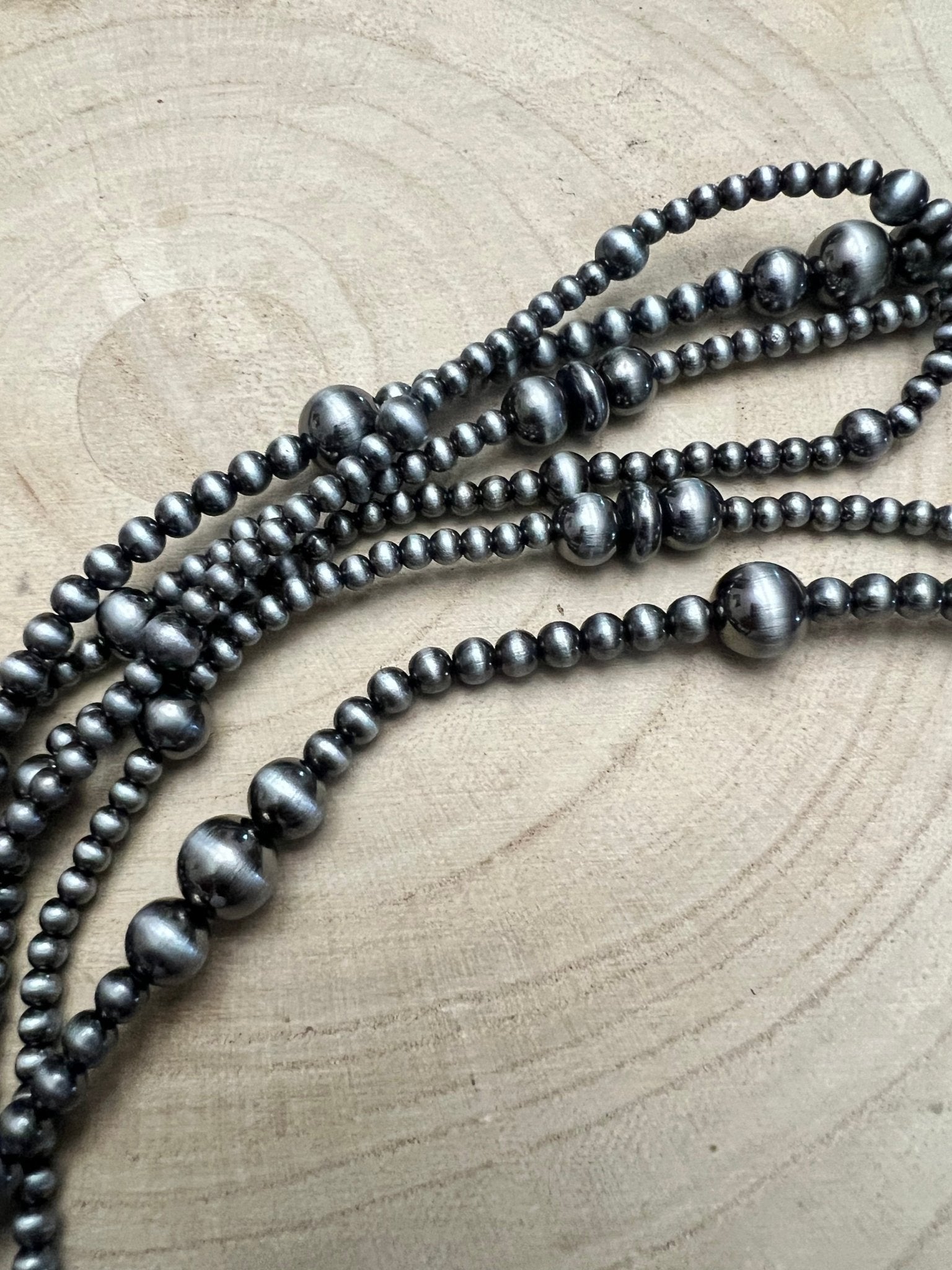 Western Three-Row Faux Sterling Pearl Layered Necklace Set — Graduated Single-Clasp Look - Rooted & Reckless Co.