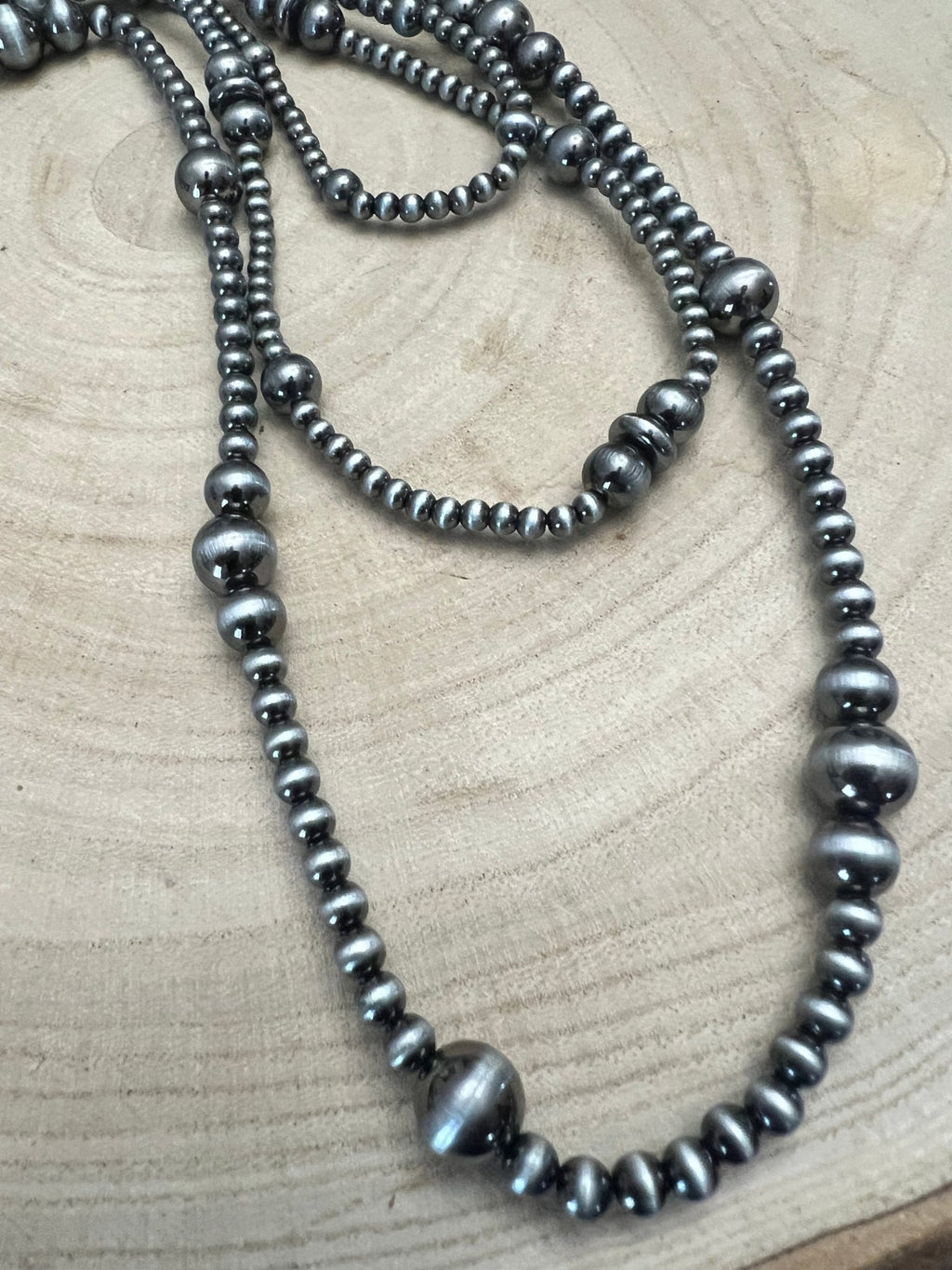 Western Three-Row Faux Sterling Pearl Layered Necklace Set — Graduated Single-Clasp Look - Rooted & Reckless Co.