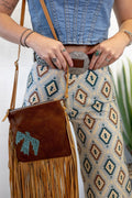 Western Thunderbird Cowhide Crossbody / Tooled Leather Clutch — Convertible Genuine Cowhide - Rooted & Reckless Co.