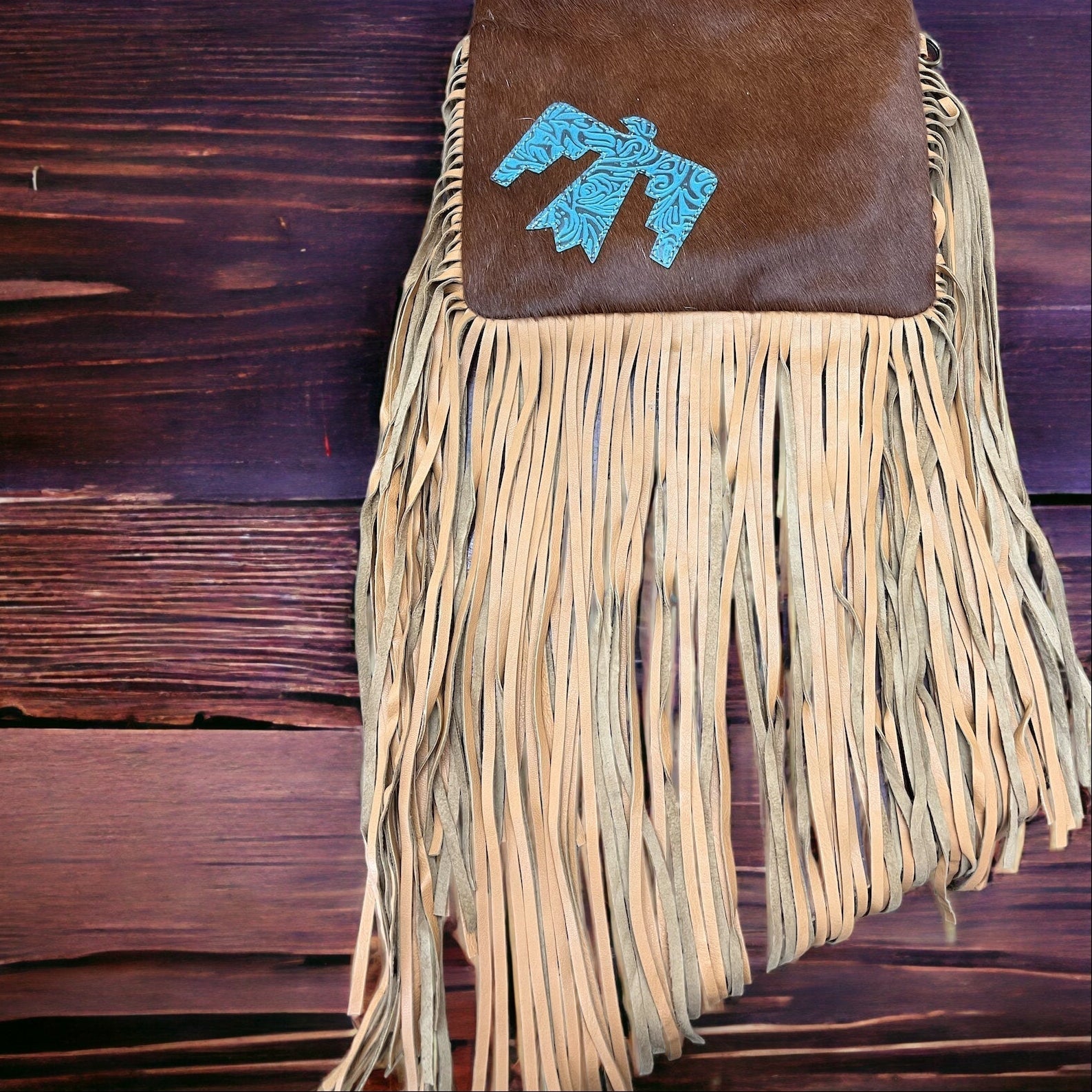 Western Thunderbird Cowhide Crossbody / Tooled Leather Clutch — Convertible Genuine Cowhide - Rooted & Reckless Co.