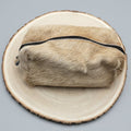 Western Toiletry Bag — Beige Hair-on-Hide Cowhide (8" Travel-Ready) - Rooted & Reckless Co.