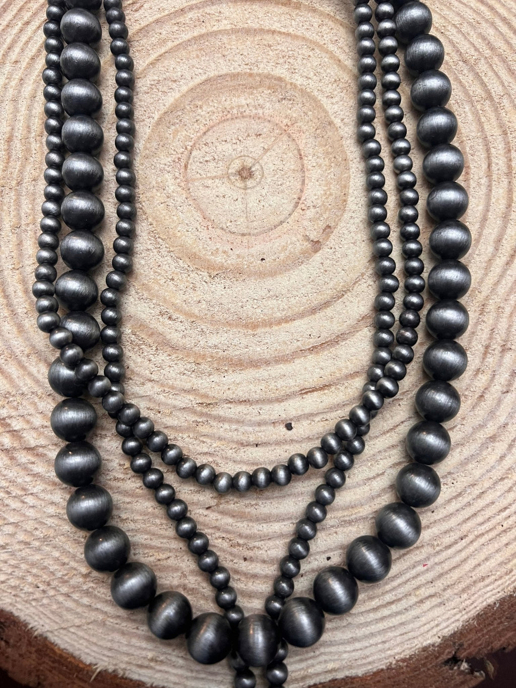 Western Turquoise Cross Three-Layered Necklace — Faux Pearl Trio with 3" Cross Pendant - Rooted & Reckless Co.
