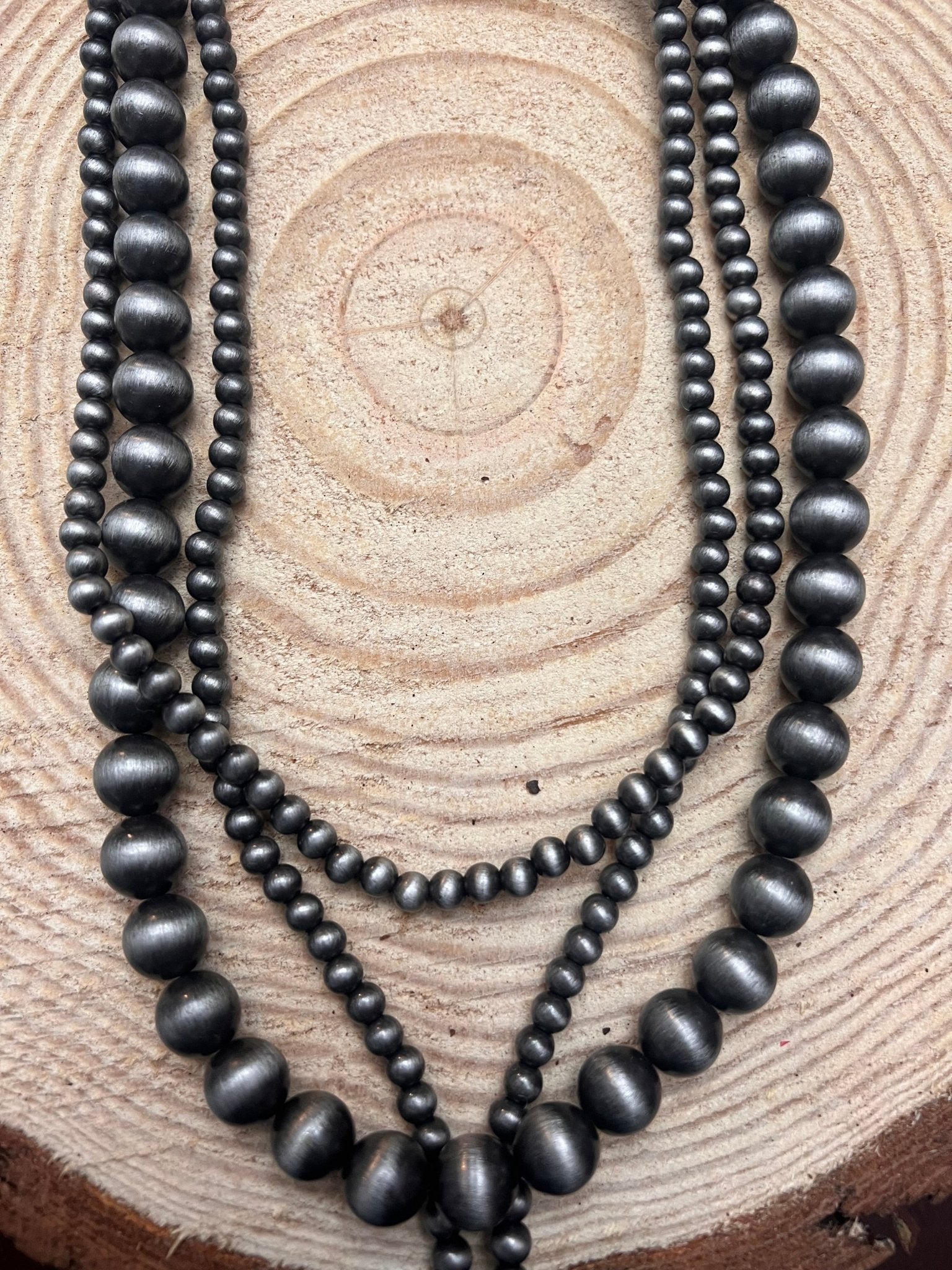 Western Turquoise Cross Three-Layered Necklace — Faux Pearl Trio with 3" Cross Pendant - Rooted & Reckless Co.