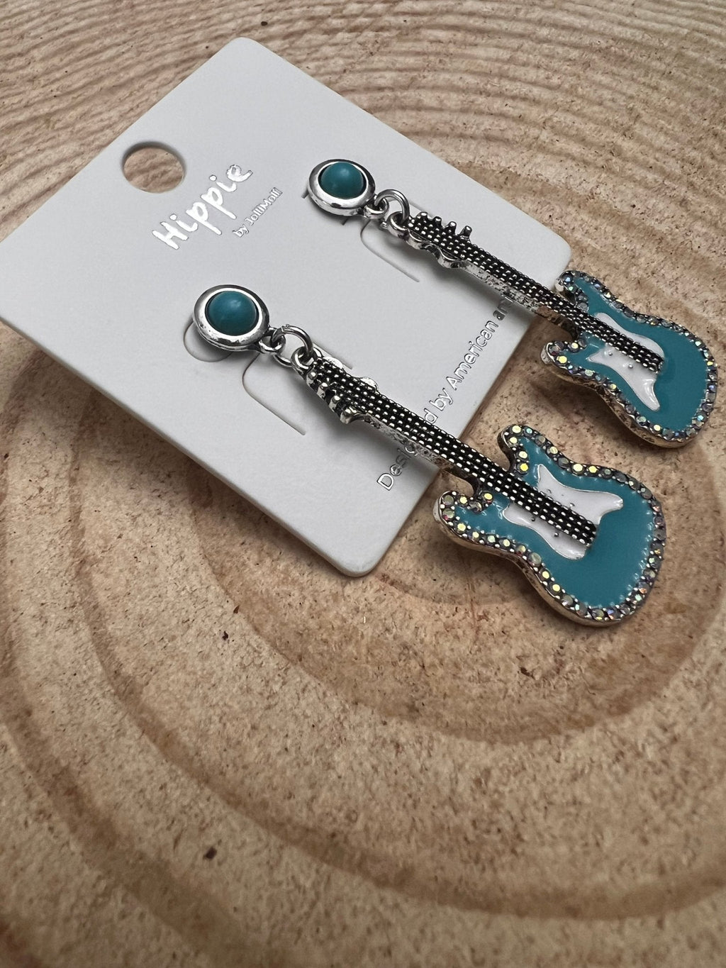 Western Turquoise Guitar Dangle Earrings — Country Music 2" Drop - Rooted & Reckless Co.