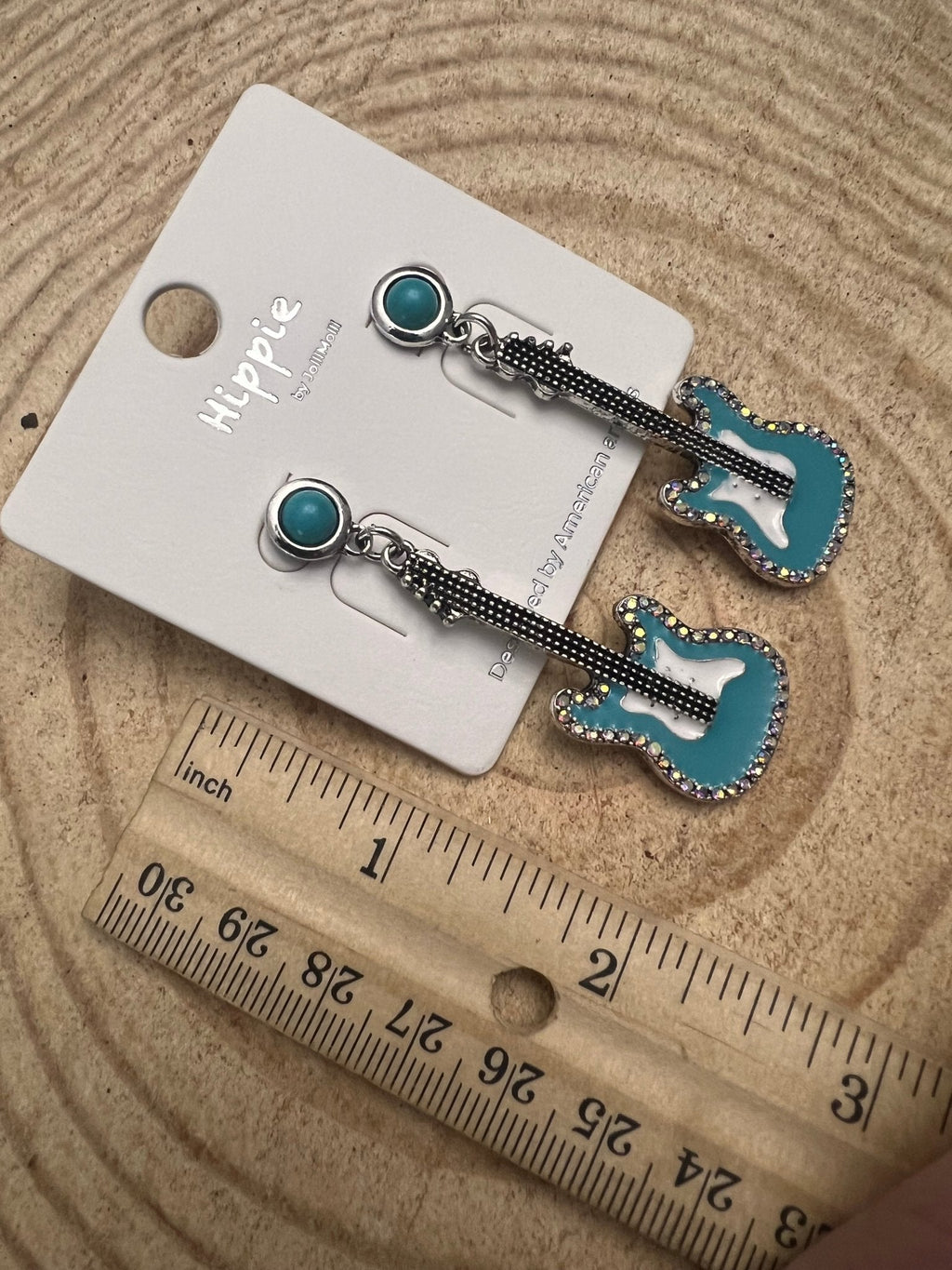 Western Turquoise Guitar Dangle Earrings — Country Music 2" Drop - Rooted & Reckless Co.