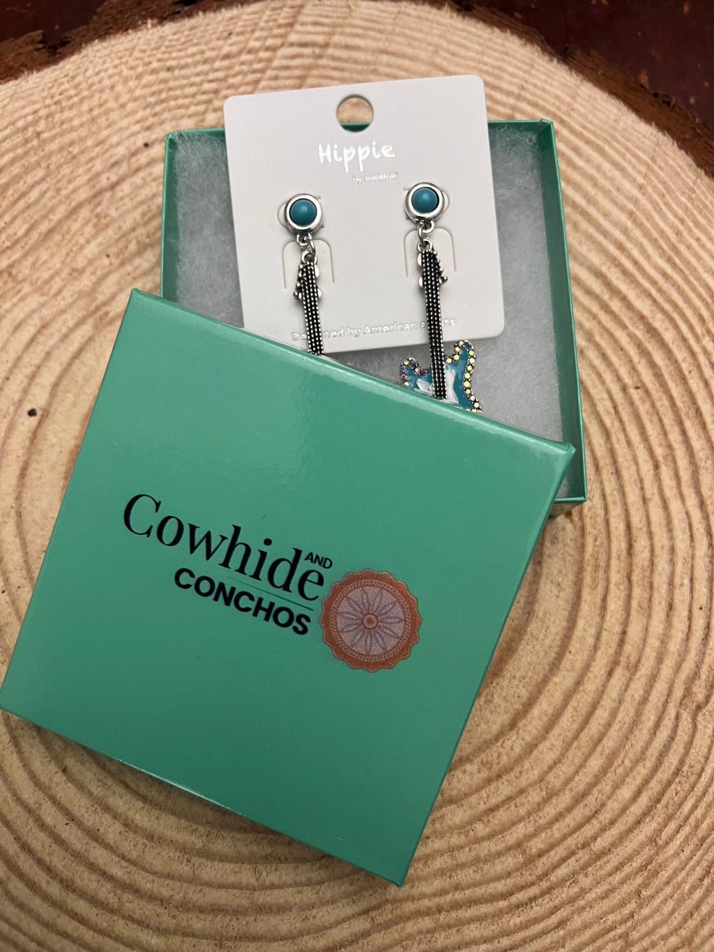 Western Turquoise Guitar Dangle Earrings — Country Music 2" Drop - Rooted & Reckless Co.