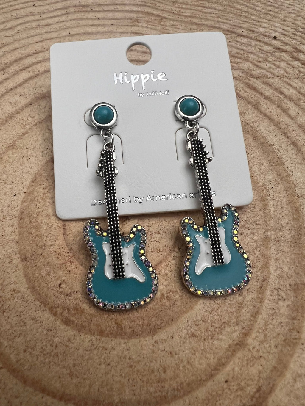 Western Turquoise Guitar Dangle Earrings — Country Music 2" Drop - Rooted & Reckless Co.