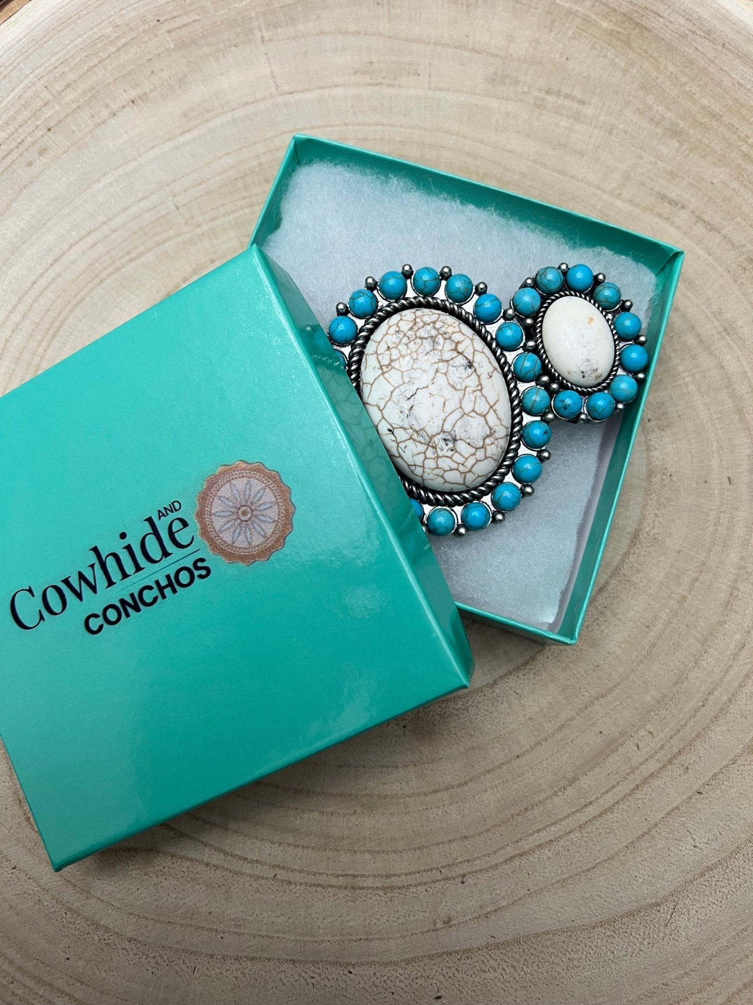 Western Turquoise & White Buffalo Stretch Cuff Bracelet — Bold Southwestern Statement - Rooted & Reckless Co.