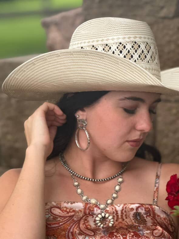 Western White Stone Faux Squash Blossom Necklace — 16 Inch Southwestern Statement - Rooted & Reckless Co.