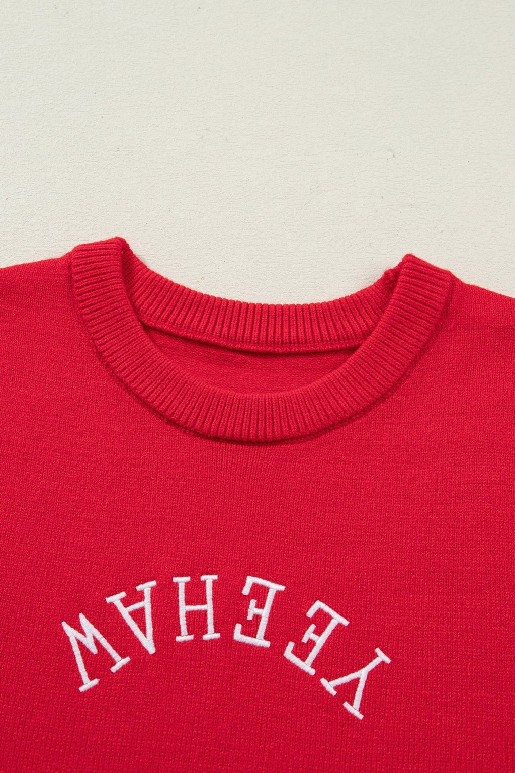 Western YEEHAW Embroidered Short Sleeve Sweater - Rooted & Reckless Co.