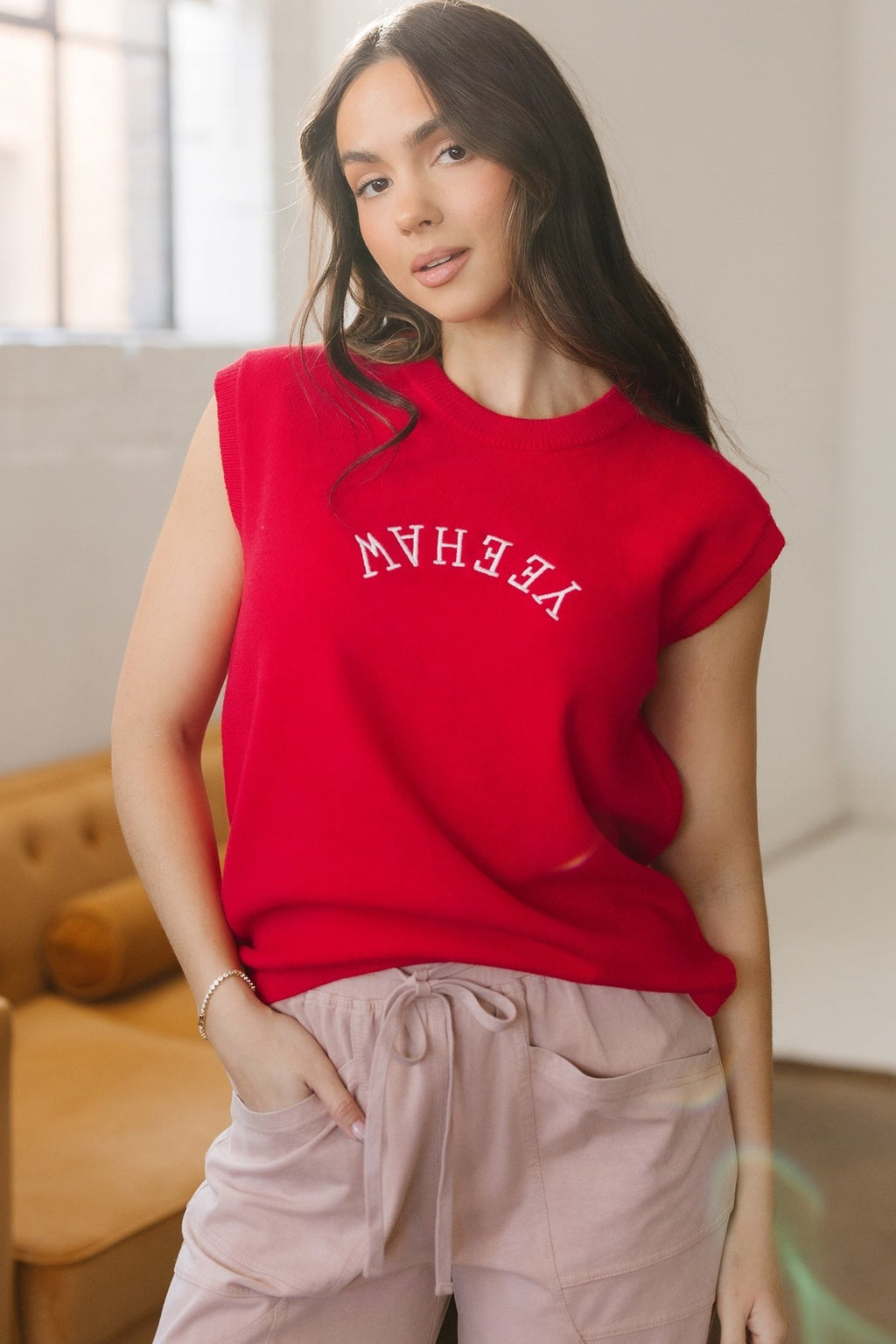Western YEEHAW Embroidered Short Sleeve Sweater - Rooted & Reckless Co.