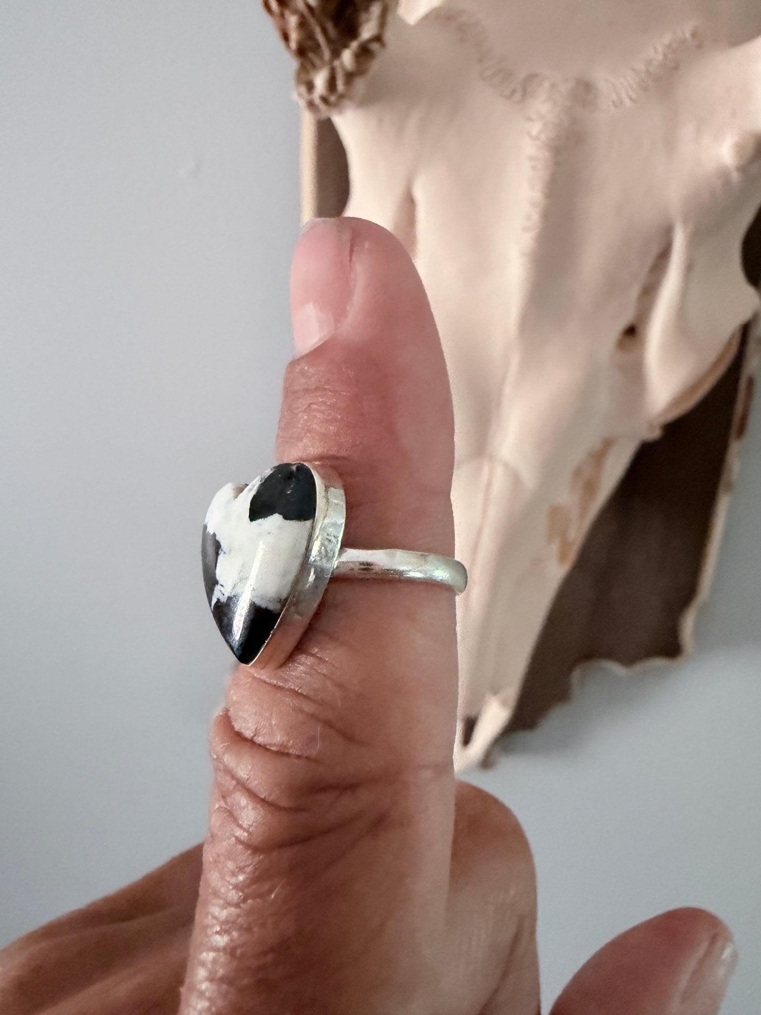 White Buffalo Heart Shape Ring - Rooted & Reckless Co.