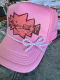 White Pearl Bow Trucker Hat Chain - Rooted & Reckless Co.