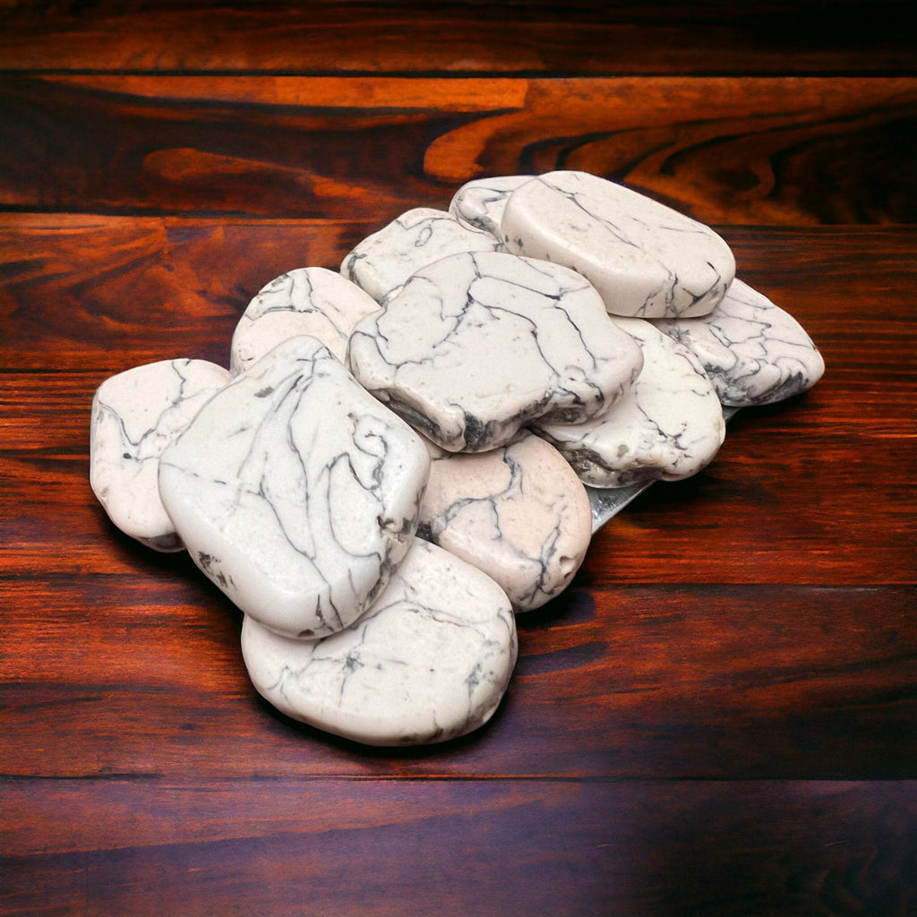 White Turquoise Howlite Slab Belt Buckle — Medium (4-5" long), Snap or Screw Attach - Rooted & Reckless Co.