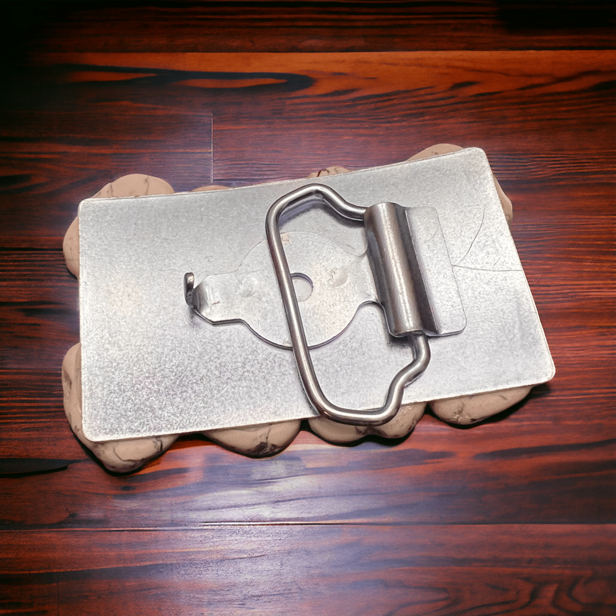 White Turquoise Howlite Slab Belt Buckle — Medium (4-5" long), Snap or Screw Attach - Rooted & Reckless Co.