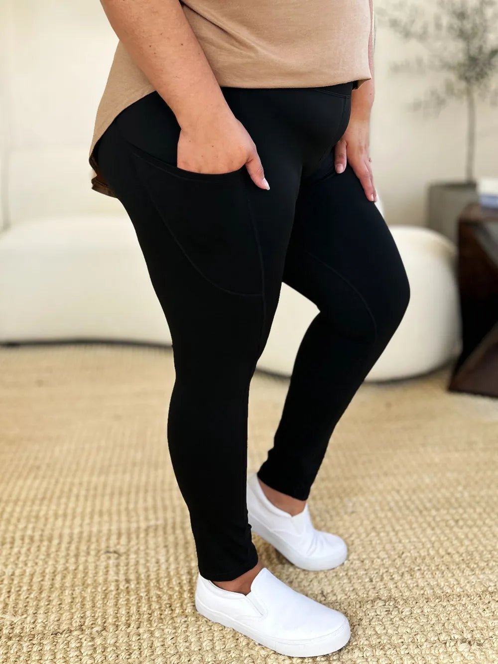 Wide Waistband Sports Leggings - Rooted & Reckless Co.