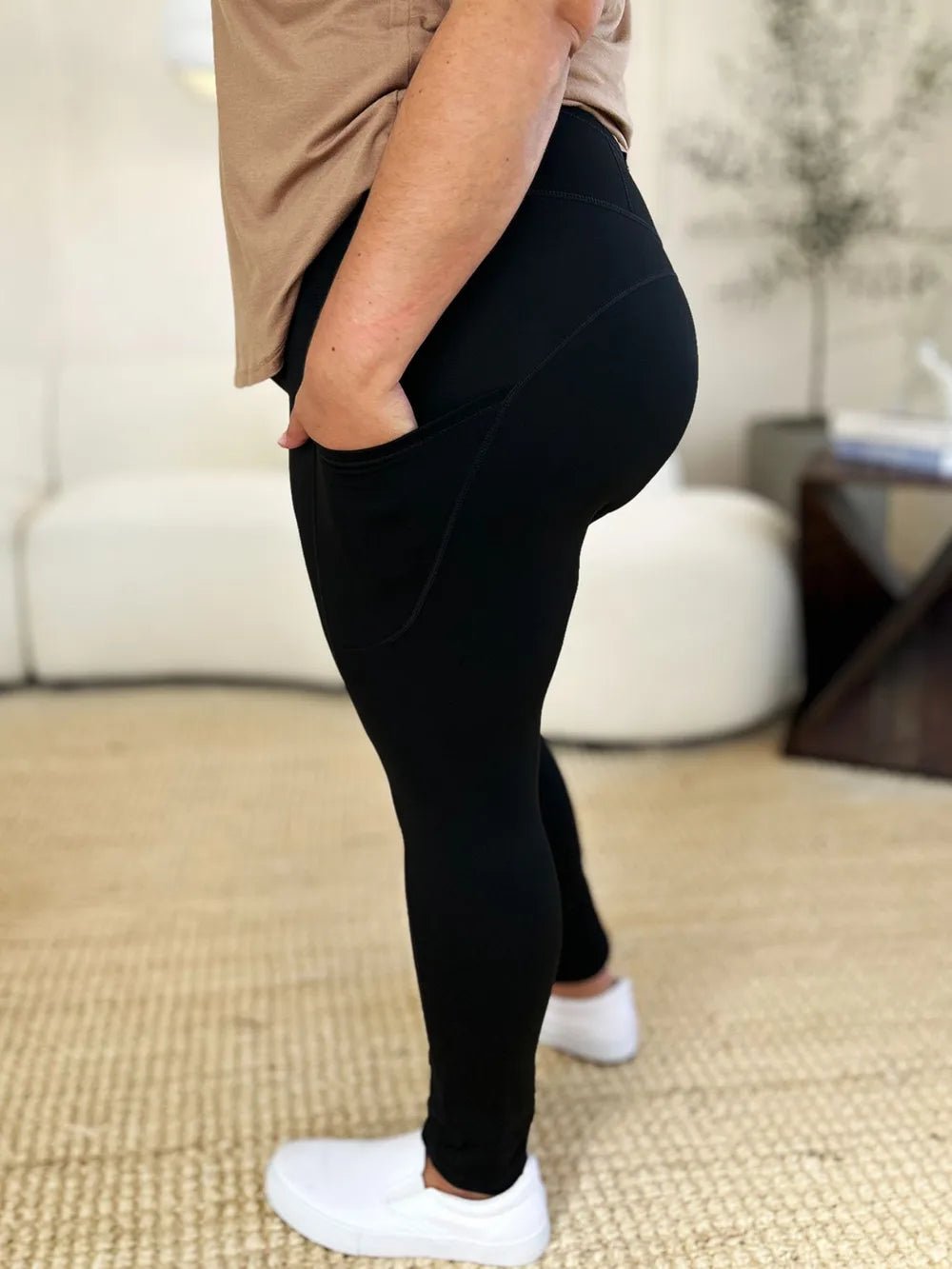 Wide Waistband Sports Leggings - Rooted & Reckless Co.