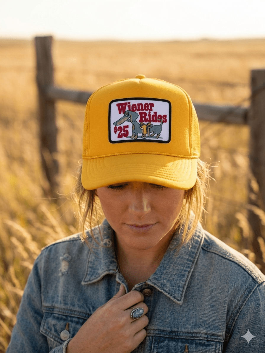 Wiener Rides Patch Trucker Hat - Rooted & Reckless Co.