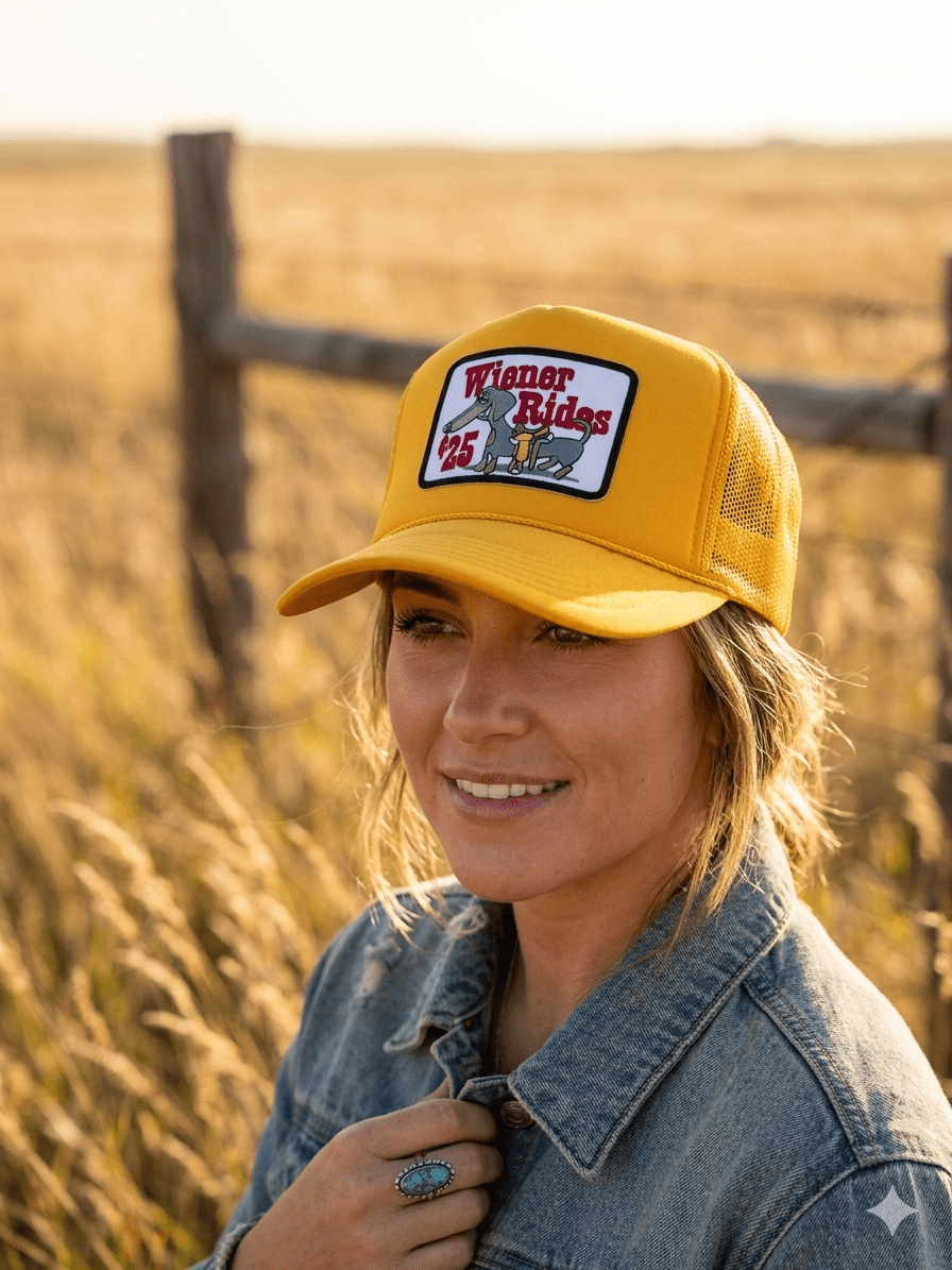Wiener Rides Patch Trucker Hat - Rooted & Reckless Co.