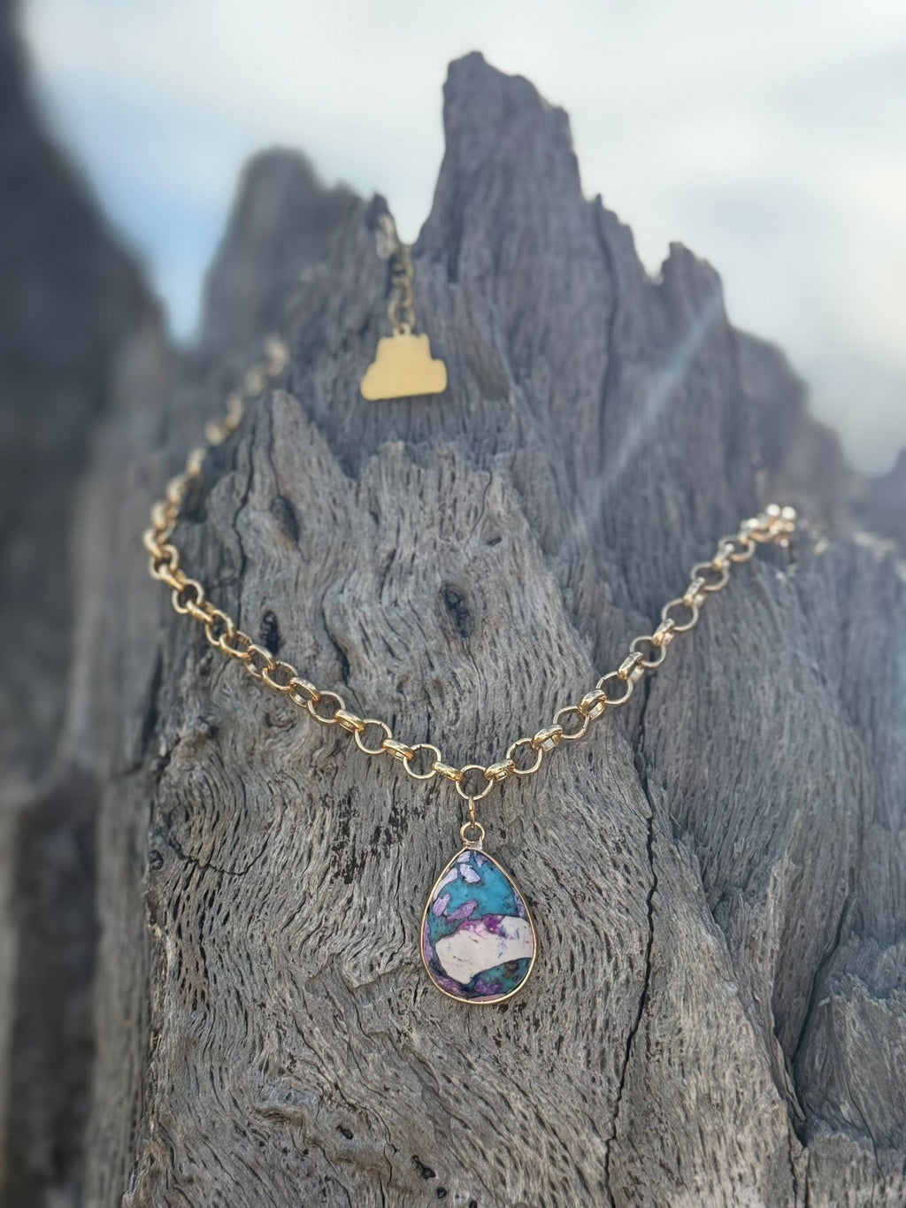 Wild Violet Mosaic Teardrop Necklace - Rooted & Reckless Co.