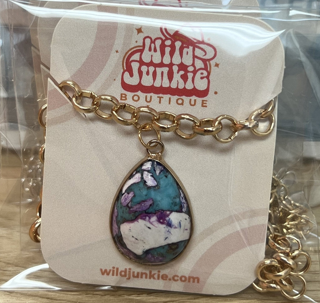 Wild Violet Mosaic Teardrop Necklace - Rooted & Reckless Co.
