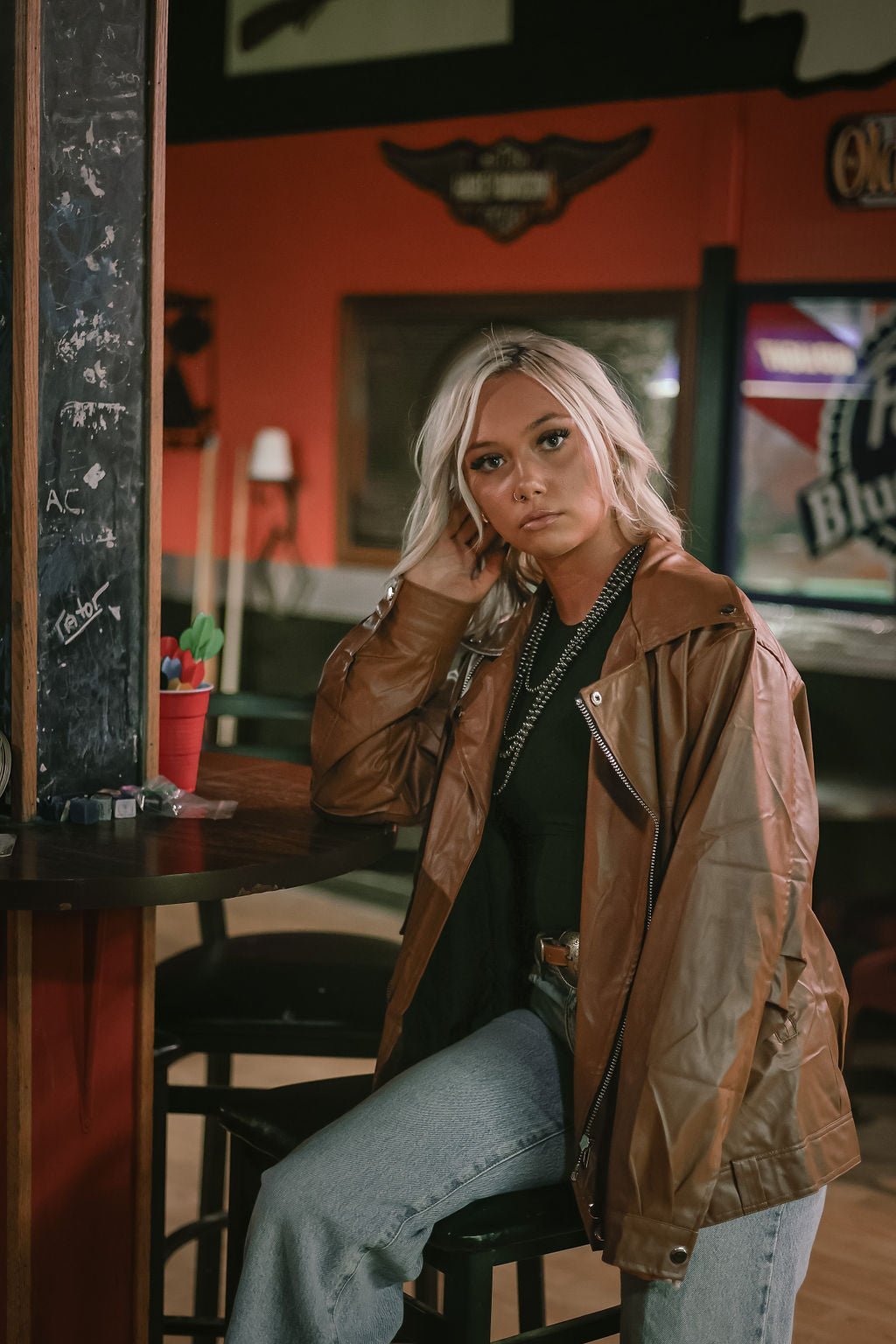 With Love, Molly "Ollie" Oversized Vegan Leather Western Moto Jacket — Matte Finish Relaxed Fit with Side Zipper Pockets (medium and large remain) - Rooted & Reckless Co.