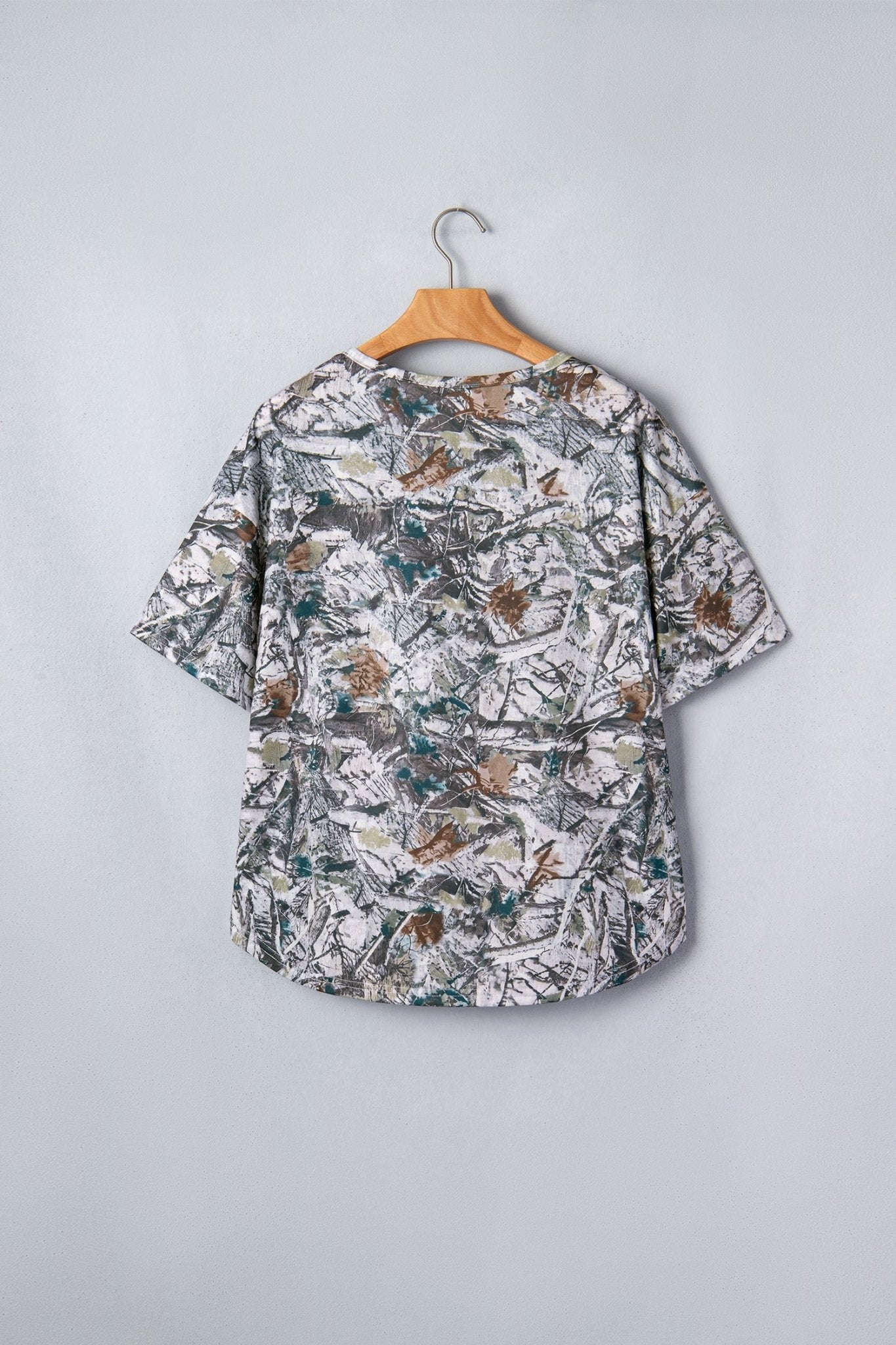Woodland Camo Henley Tunic T-Shirt - Rooted & Reckless Co.